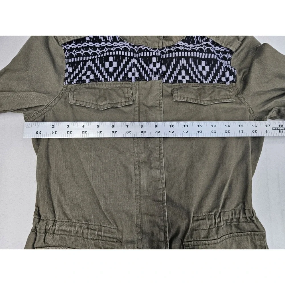 Mudd Olive Green Military Utility‎ Jacket Aztec Print Collar Women's Small